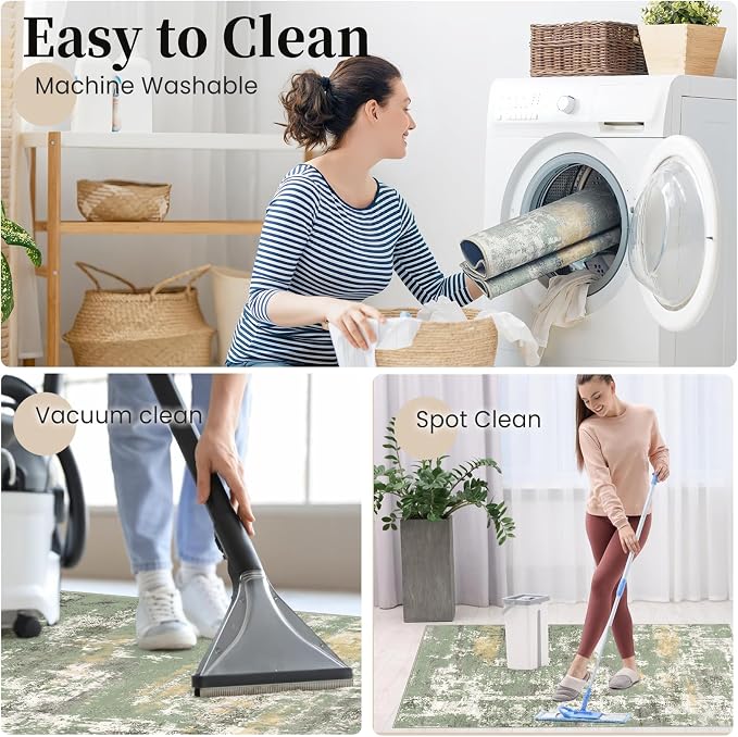 Office Chair Mat for Hardwood Floor & Tile Floor,36"X 48" Heavy Duty Desk Chair Mat for Hard Floors, Under Desk Rug for Rolling Computer Chair,Anti Slip,Low Pile Carpet Floor Protector-Abstract Green