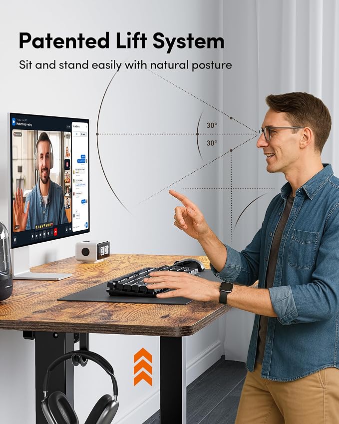 FEZIBO Electric Standing Desk, 48 x 24 Inches Height Adjustable Stand up Desk, Sit Stand Home Office Desk, Computer Desk, Rustic Brown