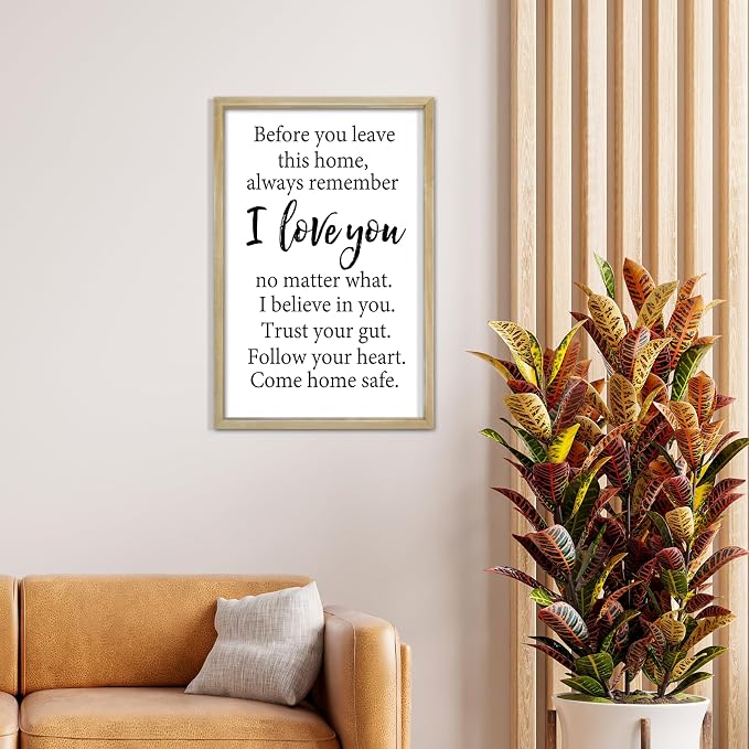 RLWangChao Before You Leave This Home Wall Decor Art 16"X11" I Love You Sign Inspirational Quotes Family Entryway Wood Framed Wall Hanging (Wood)
