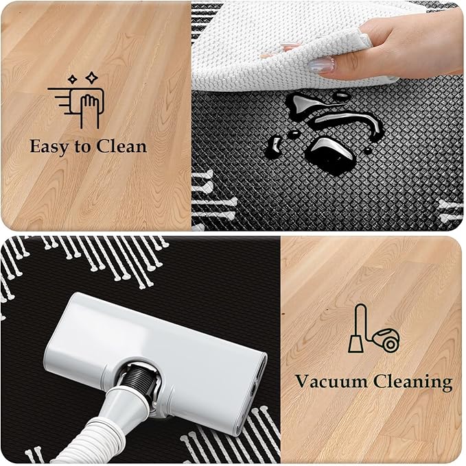 KIMODE Anti Fatigue Kitchen Mats for Floor, Black Diamond Kitchen Rugs Sets of 2, Kitchen Floor Mats Cushioned Non Slip, Memory Foam Standing Mats for Laundry Office Sink Desk 20"x47"+20"x32"