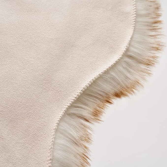 MIULEE Faux Fur Sheepskin Rug, Luxury Fluffy Area Rugs - Super Soft Decorative Shag Carpet for Bedroom, Living Room, and - 2x3 Feet, Frosted Tips Brown
