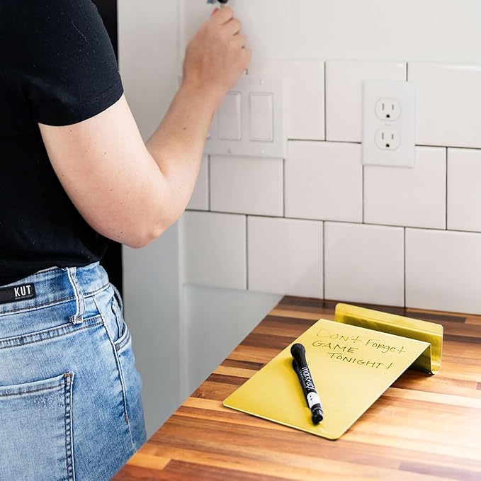 Three by Three Seattle 5.5 x 9 Inch to.do Dry Erase Board with Marker for Memos, Lists, and More in Office, Home, Classroom, and Event Spaces (2 Pack, Golden)