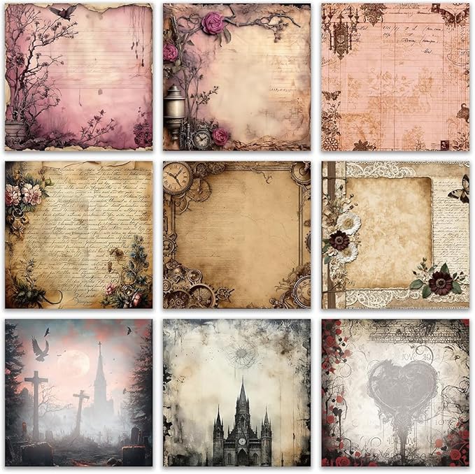 9 PCS Retro Sticky Notes 3x3 Cute and Aesthetic Post it Notes Self-Stick Note Pads for School, Office, and Home - Ideal Gifts for Teachers, Women, and Coworkers (Mystic Vintage Realms)