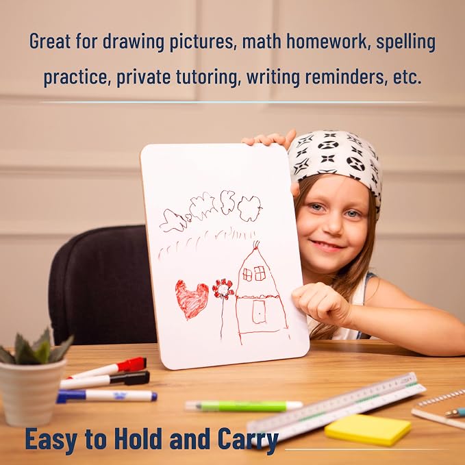 Mr. Pen- Small Dry Erase Lapboard, 9x12 Inches, 3 Markers | Double Sided Mini Dry Erase Board for Kids, Small Whiteboard Portable for Kids, Students and Classroom Use