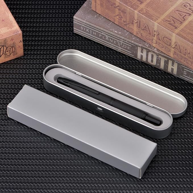 Jinhao 10 Press Fountain Pen with Box, Matt Black Chromium Retractable Fine Nib with Converter Set (Clip Version)