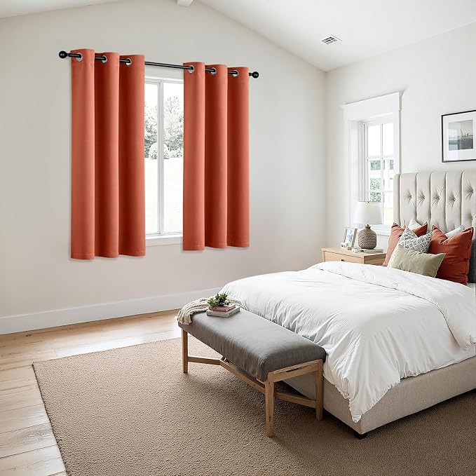 MIULEE Blackout Curtains for Bedroom Living Room 2 Panels, Thermal Insulated Room Darkening Drapes Grommet Noise Reducing Light Blocking Window Treatments 63 Inches Long 40x63 Inch Burnt Orange