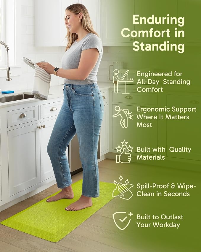 Ophanie Kitchen mats for Floor, 3/4 inch Thick, Kitchen Rugs, 20x48 Anti Fatigue Standing Cushioned Mat,Waterproof,Comfort Ergonomic mat for Office, Home,Sink with 99+ Pairs of Anti-Slip Bottom Ridges
