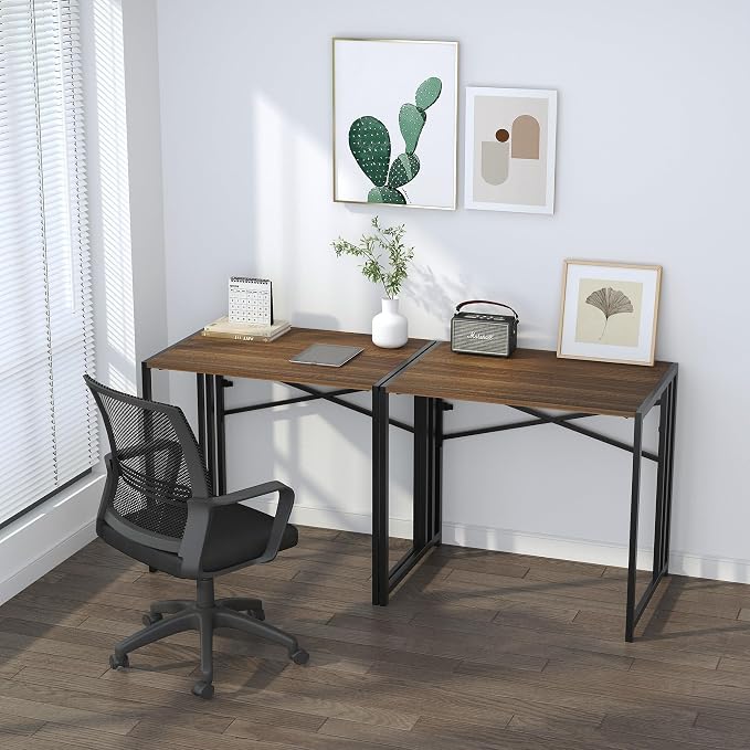 Lutown-Teen Folding Computer Desk 32 inch Writing Gaming Computer Camping Table, No Assembly Required Home Office Desk, Espresso