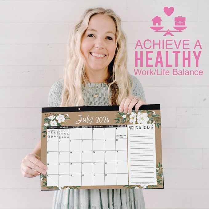 Hadley Designs Large Teacher Desk Calendar 2026-2027 - Desktop Calendar 2026, 18-Month Desk Calendars for Home, Office & Classroom, Cute Classroom Must Haves, Back to School Teacher Gifts