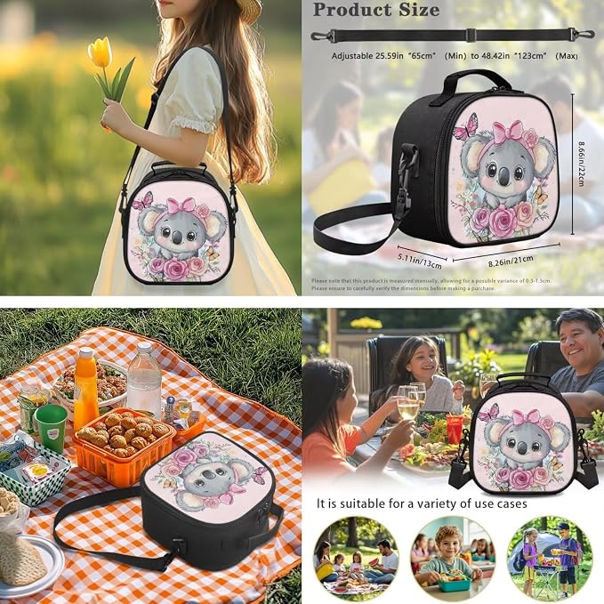 Ystardream Sweet Koala School Bag for Girls Cute Cartoon Backpack with Lunch Box Pencil Case Water Bottle Sleeve 4 in 1 Set for Elementary School Students Back Packs with Side Pockets,17 Inch