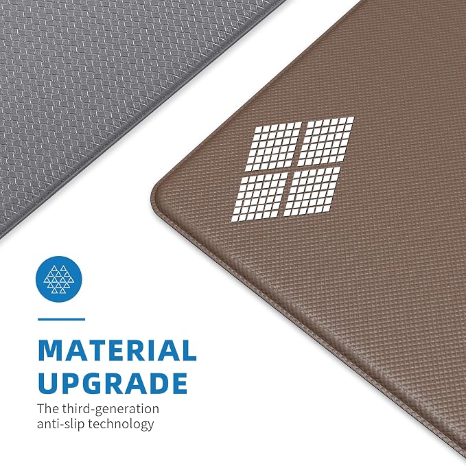 Kitchen Mats for Floor, [2PCS] Anti-Fatigue Kitchen Rugs, Grey | Cushioned Comfort,Non-Slip Backing,Waterproof Surface,Soft Underfoot,Easy Clean,Kitchen Sink,Laundry Room,Standing Desk