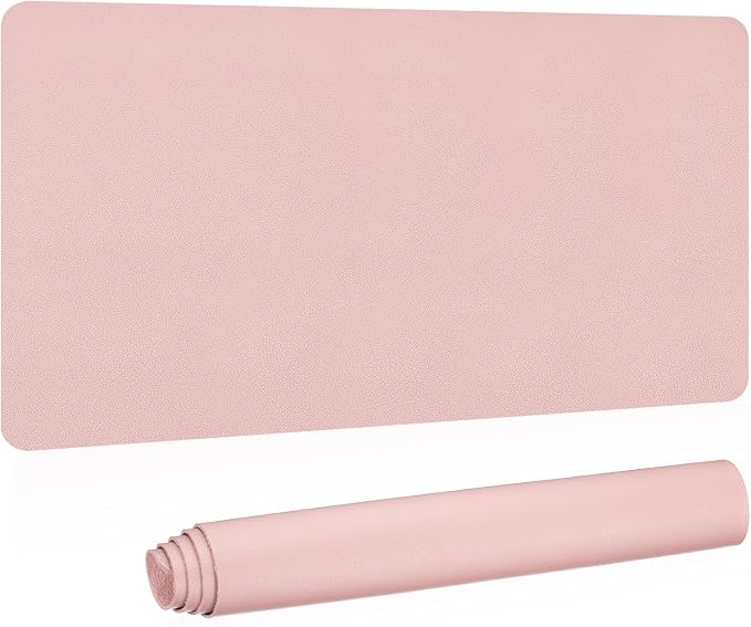PATIKIL Desk Mat, 31"x15" Non-Slip Waterproof PU Leather Desk Pad and Protector - Dual Sided for Office, Home, Work, Study - Light Pink