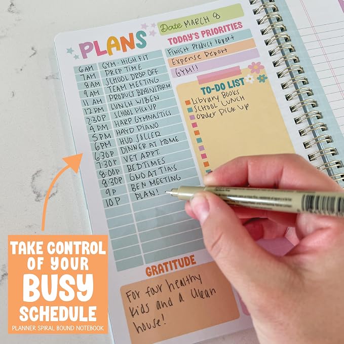 Hadley Designs Undated Daily Planner with Hourly Schedule - Daily Planner Undated with Notes Section for Academic Year, To Do List Notebook for Work, ADHD Day Planners, Teacher Supplies & Must Haves