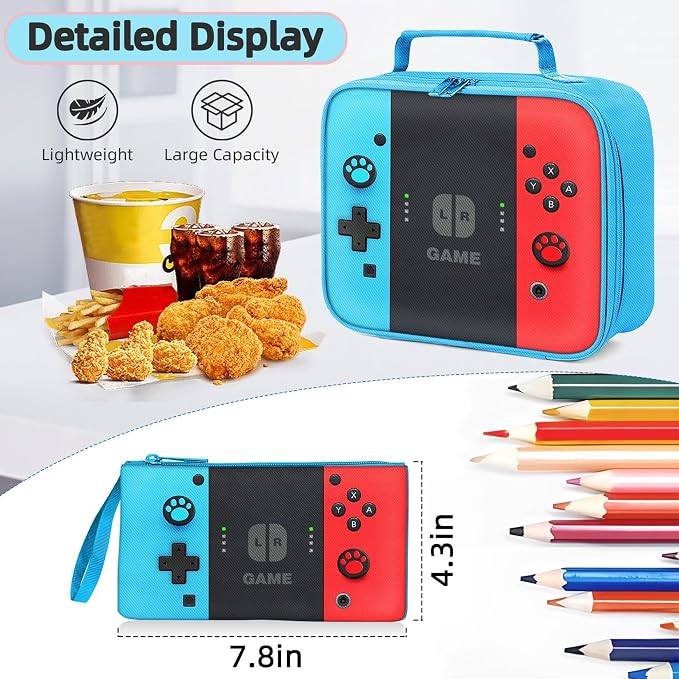 TILYTADLY Kids Backpack for Boys - 3pcs Gamer Boys Backpack with Lunch Box Set for Elementary Middle School - Students Bag for Ages 6-18,17″ Video Game Bookbag Travel Back Pack