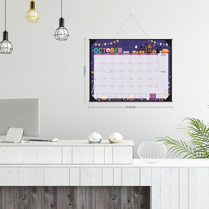 2026 Desk Calendar - Large Desk Calendar 2026, Jan.2026 - Dec.2026, 22" x 17", 2026 Calendars with Corner Protectors + Large Ruled Blocks, To-do & Notes, 12 Different Themes