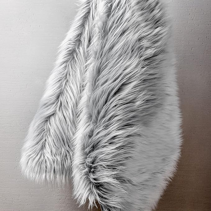 Ashler Faux Fur Rug, Fluffy Shaggy Ultra Soft 2 x 3 Feet Sheepskin Fur Rug, Frosted Bottom Gray Fuzzy Machine Washable Shag, Nursery Decor Throw Rugs for Bedroom, Living Room