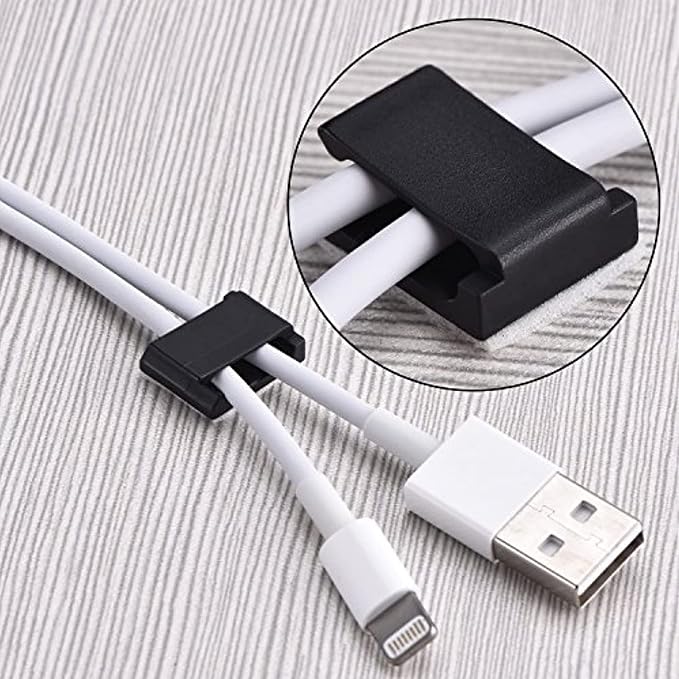Hicarer 100 Pcs Christmas Light Clips Adhesive Hooks for Outdoor String Cable Wire Clips Adhesive Wire Management Cord Holder for The Wall, Under Desk, Car, Home and Office (Small, Black)