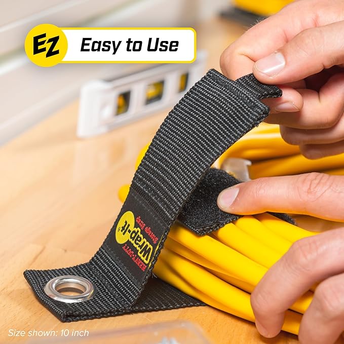 Heavy-Duty Wrap-It Storage Straps - Assorted 6-Pack - Garage Storage Extension Cord Organizer Cable Straps and Yard Cord Storage for Hose Organizer, Tools and RV Accessories