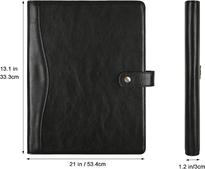 Personalized Leather Padfolio for Men - Business Portfolio with Clipboard, Engraved Legal Pad Folio Folder, A4 Letter Size Ideal Business and Corporate Gifts, Oil Black - Custom