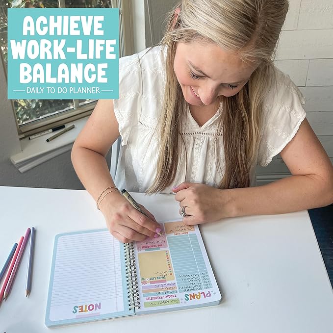 Undated Daily Planner Notebook - Undated Planner Notebooks, Daily To Do List Planners, To Do List Notebook for Work Organization, Day Schedule Planners for Kids and Adults