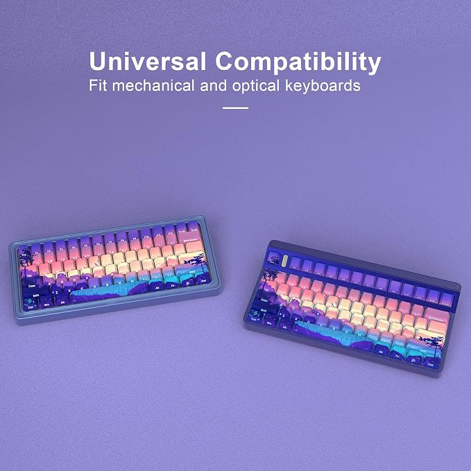 JSJT PBT Keycaps Side-Printed Translucent Keycap,Multi-Coloured Style Shine Through Custom Key Caps,124 Keys Cherry Profile Keycap Set for Cherry MX Switches Mechanical Keyboards