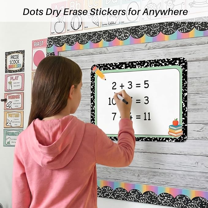 Lincia 12 Pcs Large 12'' Dry Erase Dots for Classroom Table Composition Dry Erase Circles Removable Sticker Spots for Whiteboards, Desks, Wall Decals, Student, Teacher School Supplies