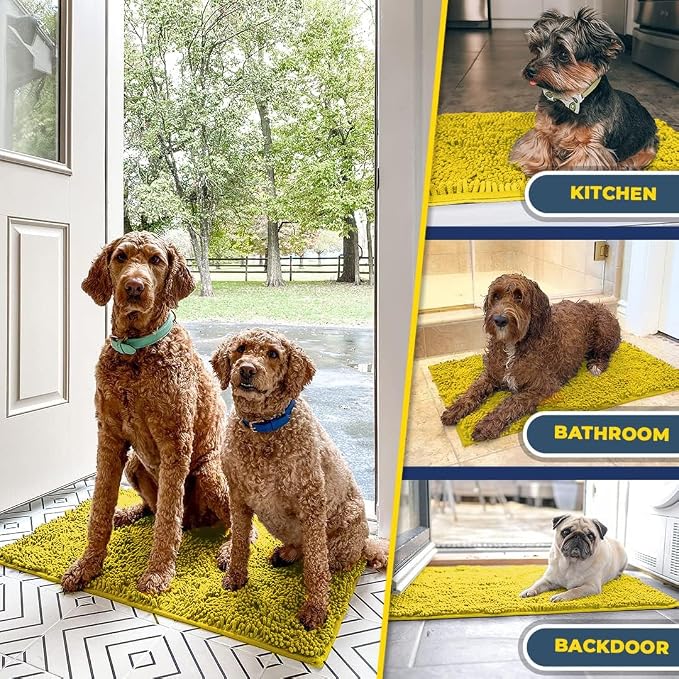 Muddy Mat® | Super Absorbent Door Mat Indoor, Microfiber Quick Dry Chenille Entryway Rug, Non-Slip Front Door Mat, Indoor Mats for Entryway, Machine Washable Pet Rug, Lemon Yellow 16" x 24"
