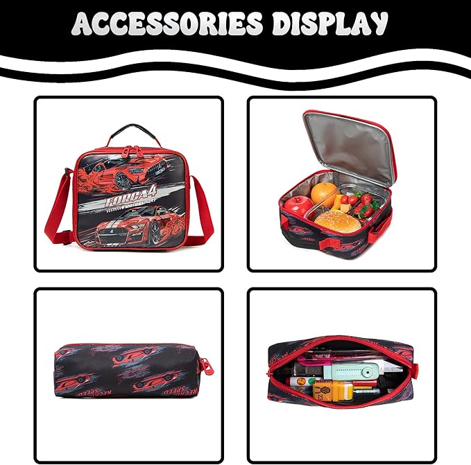 Boys Rolling Backpack for School Backpack with Wheels for Kids Roller Backpacks for Kids Backpacks with Lunch Box Pencil Case for Elementary Back to School Supplies