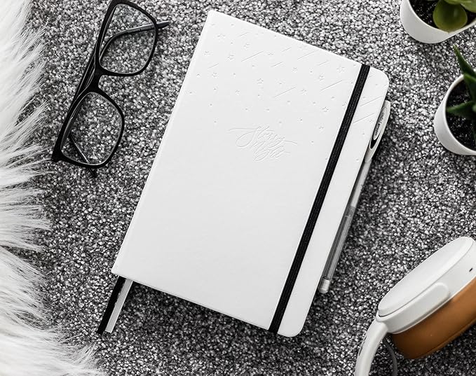 Scribbles That Matter Black Paper Bullet Dotted Journal Notebook | B5 Starry Night Free white gel pen | 160gsm Blackout no-bleed dot grid paper | For Men and Women | 7 x 10 in | Black