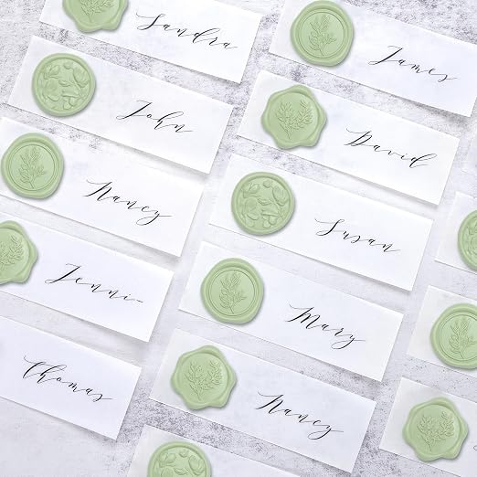 UNIQOOO Wax Seal Stickers - (3 Designs in 1 Pack) Wedding Invitation Envelope Seal Stickers, 60 Pcs Self-Adhesive Stickers, Perfect for Invitation, Christmas, Gift Wrapping (Sage Green)