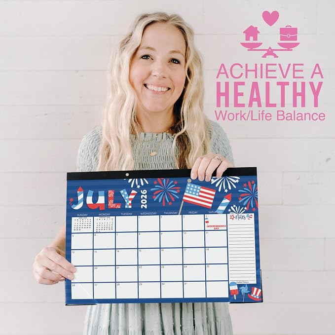 Hadley Designs Large Teacher Desk Calendar 2026-2027 - Desktop Calendar 2026, 18-Month Desk Calendars for Home, Office & Classroom, Cute Classroom Must Haves, Back to School Teacher Gifts