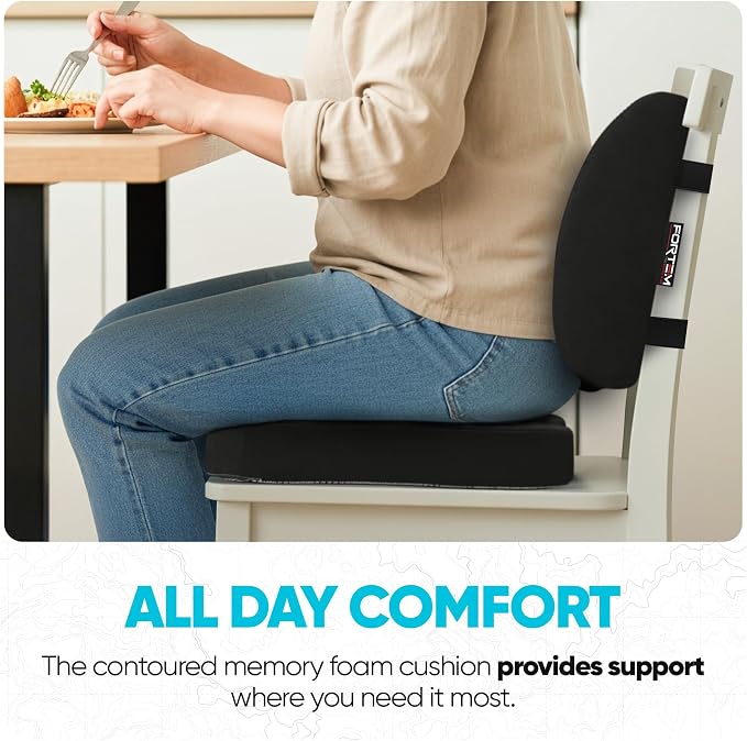 FORTEM Seat Cushion, Office Chair Cushion, Lumbar Support Pillow for Office Chair, Memory Foam Car Seat Cushions, Sciatica Coccyx Tailbone Pain Relief, Cushions for Back Support, Washable, Non Slip XL