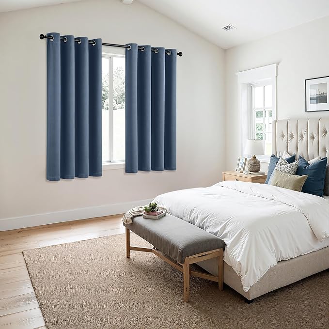 MIULEE Blackout Curtains for Bedroom Living Room 2 Panels, Thermal Insulated Room Darkening Drapes Grommet Noise Reducing Light Blocking Window Treatments 63 Inches Long 50x63 Inch Stone Blue