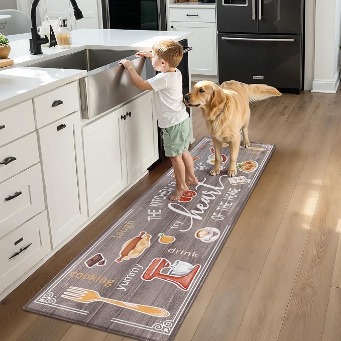 Yamaziot 24"x 94" Anti Fatigue Kitchen Rug, Non-Slip Cushioned Floor Mat | Waterproof, Stain Resistant, Farmhouse Cushioned Comfort Standing Desk Mat Runner Rug for Kitchen, Office, Sink, Laundry