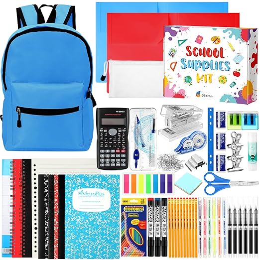 Gilprop 126 Pcs 2026 Middle High School Supplies Kit with Backpack for Student 6-12 Grades, Back to School Supplies Bulk Bundle Essential Notebook Calculator for Senior Student(Blue)
