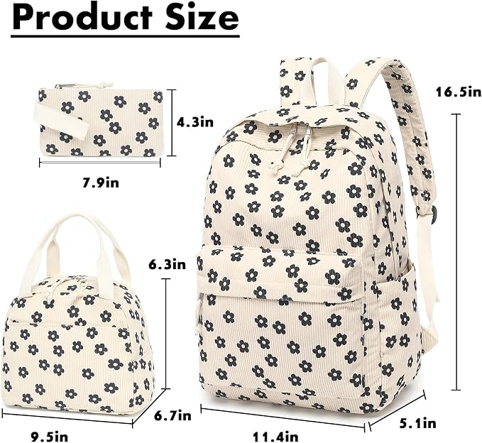Bluboon School Backpack Set Girls Womens Laptop Bookbag Casual Daypack Fits 15 inch Laptop with Lunch Tote Bag and Pencil Bag