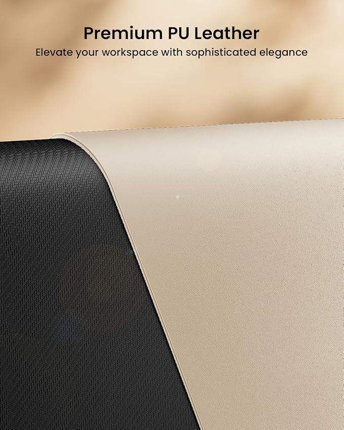 ProtoArc MP10 Leather Desk Mat, Large Mouse Pad- 31.5×15.8 inch, Non-Slip PU Leather Desk Pad Protector, Premium Desktop Mat for Computer, Keyboard and Mouse, Milk Tea