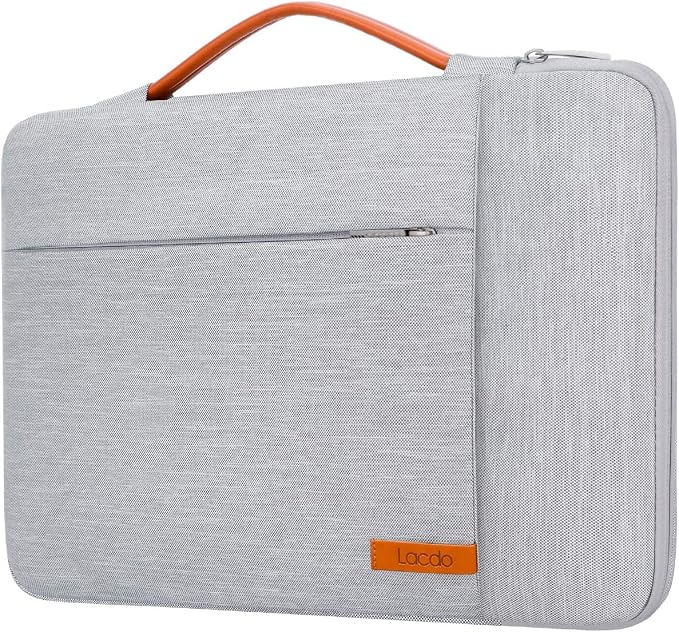 Lacdo 360° Protective Laptop Sleeve Case for 16 inch MacBook Pro M5 Pro/Max A3428 A3429 (2026), M4/M3/M2/M1 A3403 A3186 A2991 A2780 A2485 A2141, 15 inch Surface Laptop 7/6/5/4/3 Computer Bag, Gray