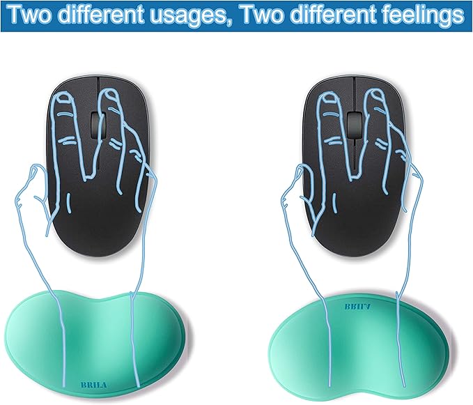BRILA Ergonomic Silicone Mouse Wrist Rest, Cooling Silica Gel PU Leather Mouse Wrist Support Pad for Office Work and Laptop Computer Gaming (Aquamarine Leather)