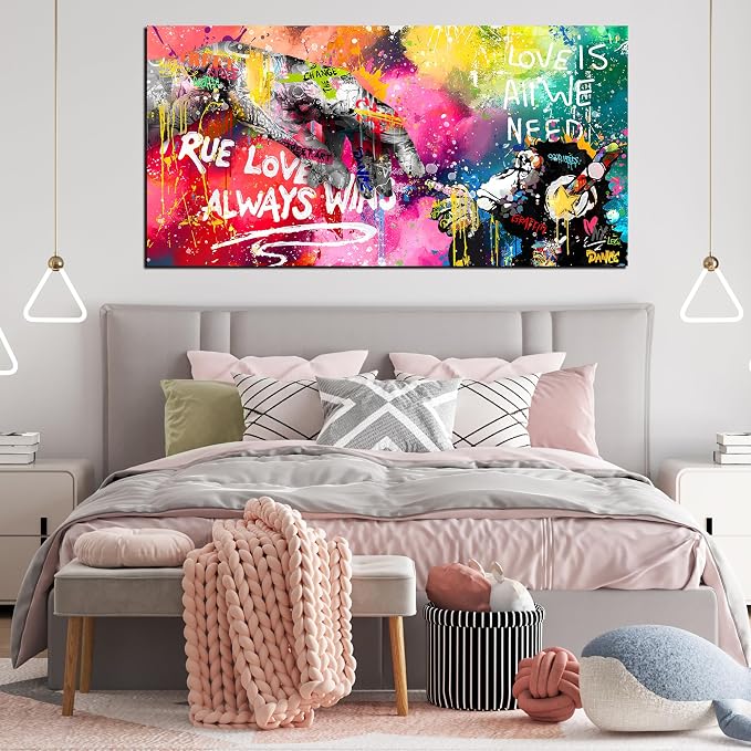 SIXTTART Graffiti Canvas Wall-Art for Living Room Large Size - Finger and Gorilla Wall Art - Kids Room Decor Ready to Hang Size 29 x 59 Inch