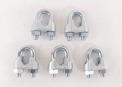 Wire Rope Clamp 1/2 inch 5 Pack Zinc Plated - Wire Rope Clip - Wire Cable Clamps