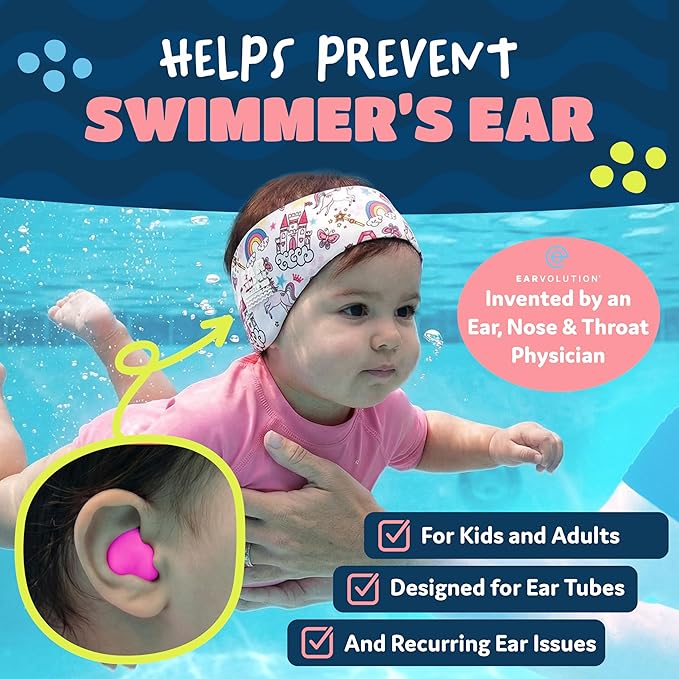 Earvolution Floating Putty Buddies Swim Earplugs - Doctor-Invented, Made in USA, Moldable Premium Silicone Plugs Help Prevent Swimmer's Ear, 3 Pair Pack - Tan