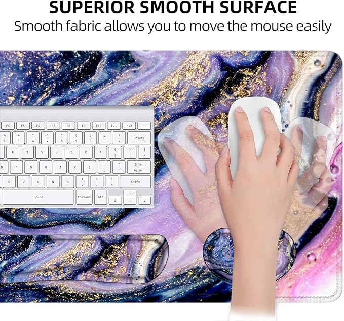 LATEEFAH Desk Mat, Mouse Pad with Wrist Rest, 4-in-1 Large Mouse Pads for Desk, Ergonomic Mouse Pad and Keyboard Wrist Rest Gaming Keyboard Mat for Office, Home