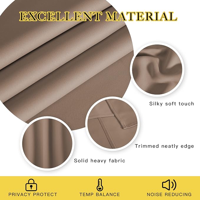 NICETOWN Sliding Door Window Treatment Blackout Patio Door Curtain Panels, Privacy Thermal Drapes for Bedroom Living Room Department with Grommet Top (Cappuccino, W66 x L110)