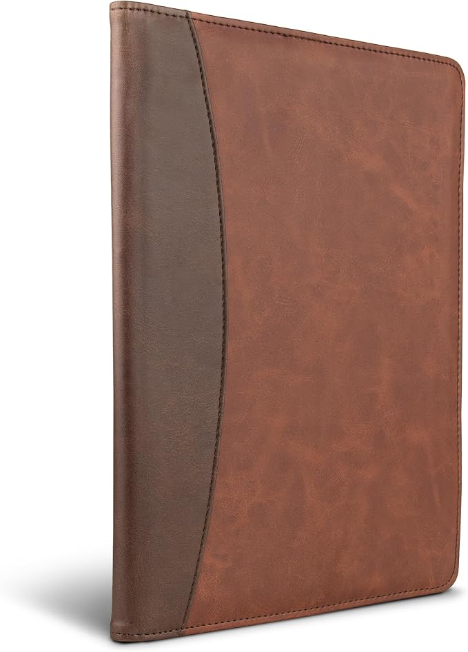 Samsill Two-Tone Padfolio Portfolio Folder, Professional Resume and Document Organizer with 8.5 x 11 Writing Pad, Business Card Pockets and Pen Holder, Faux Leather, Brown/Dark Brown