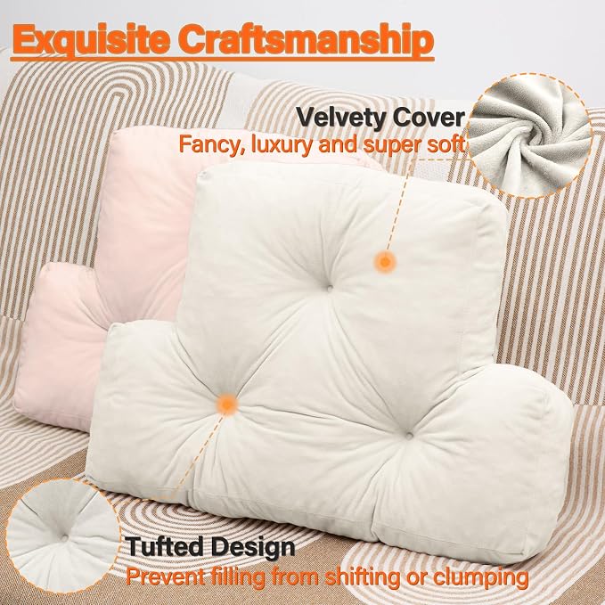 1 MIDDLE ONE Back Pillow for Chair, Memory Foam Lumbar Pillow for Back Support, Back Rest Cushion for Office, Sofa, Couch Sitting, Recliner, Bed and Lower Back Pain (Beige)