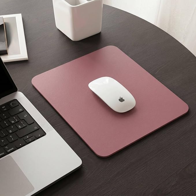 Leather Desk Pad Protector, Waterproof Mouse Pad, PU Desk Mat, Office Desk Cover, Desk Writing Mat for Office/Home/Work/Cubicle (Purple/Pink) 9x8 in