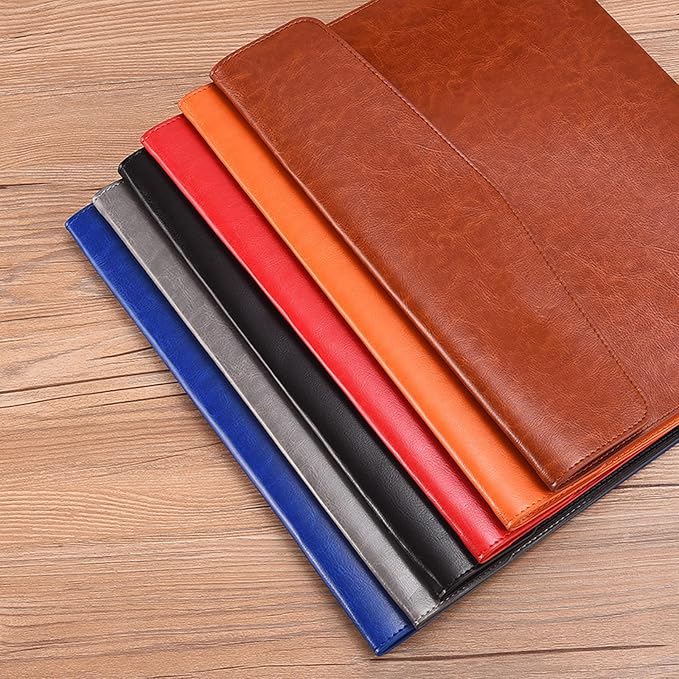 PU Leather A5 File Folder Document Holder A5 Envelope Folder with Snap Closure for Receipt 2Packs (Black&Brown)