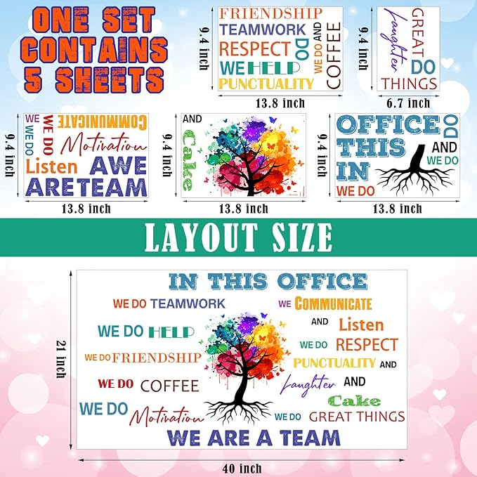 Chinco Office Inspirational Wall Decals Office Wall Decor for Quotes Positive Sayings Peel and Stick Workplace Stickers Motivational Teamwork Company Art We are a Team Gift(Elegant Style)