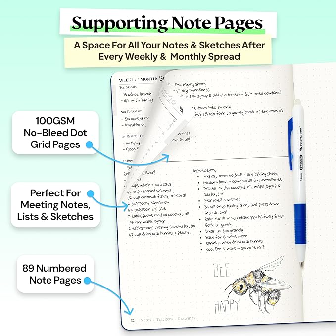 Purpose Planner Notebook A5 5.8”x8.3” Undated 2026 Daily Weekly and Monthly Productivity Goal Setting Tool for Work Home ADHD Planner for Adults Self Care Journal (Navy Softcover)
